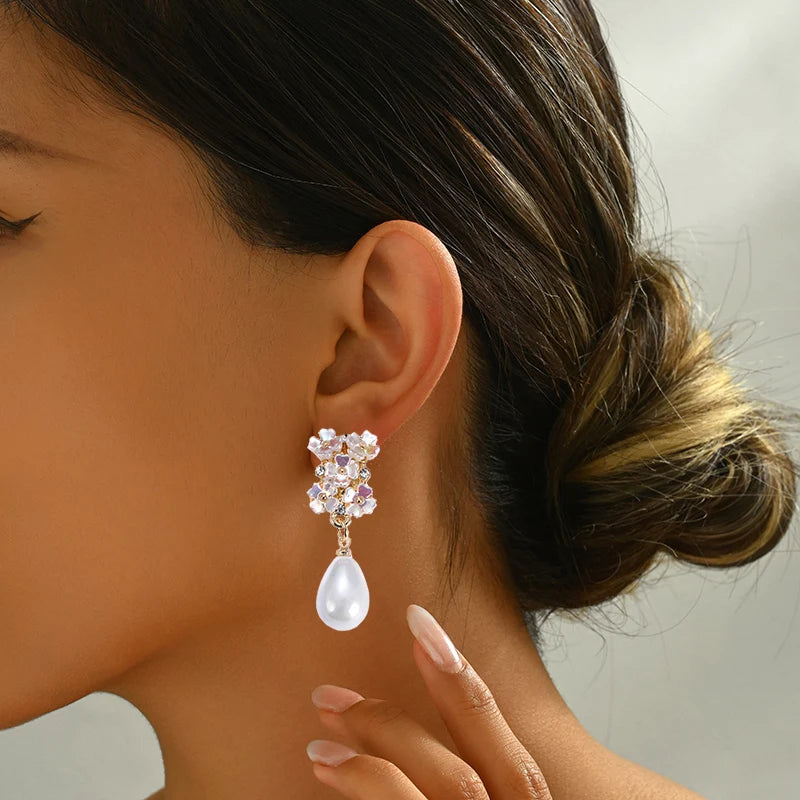 Pearl & Petal Drop Earrings