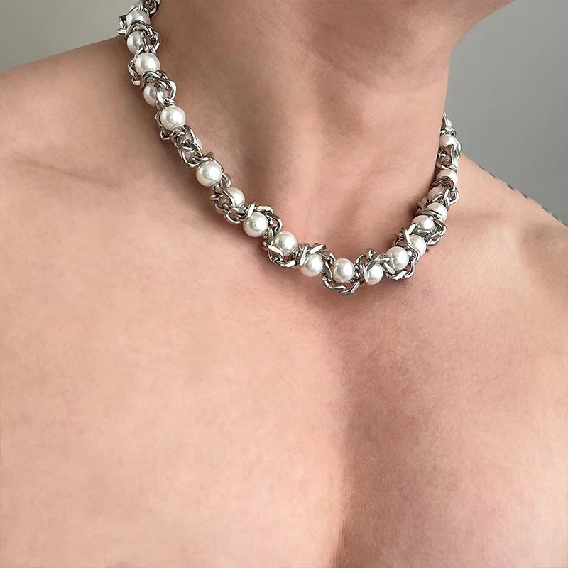 Sterling Pearl Chain Necklace