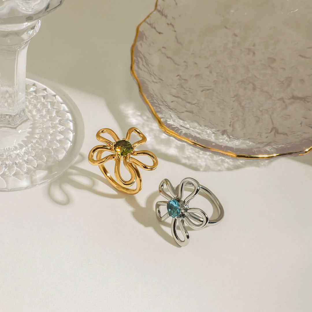 Floral Zircon Ring