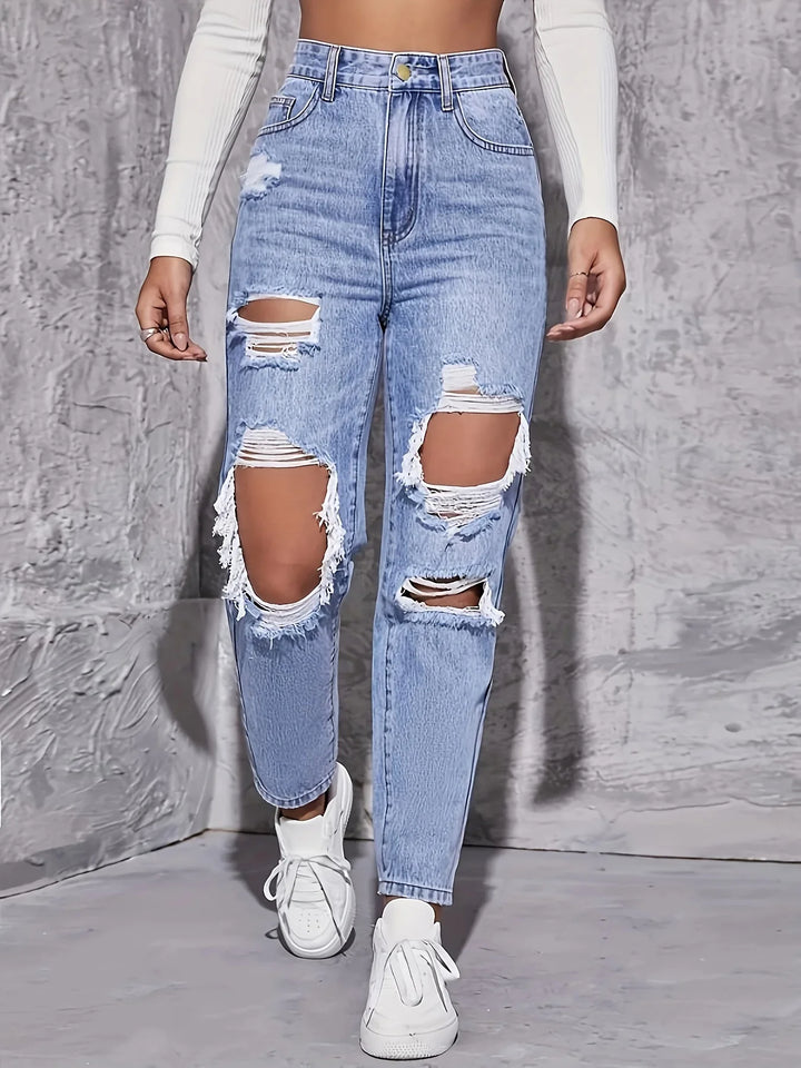 Rebel Distressed High-Rise Jean