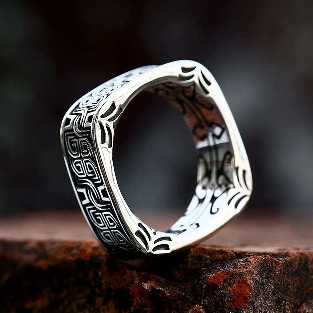 Rune Square Band Ring