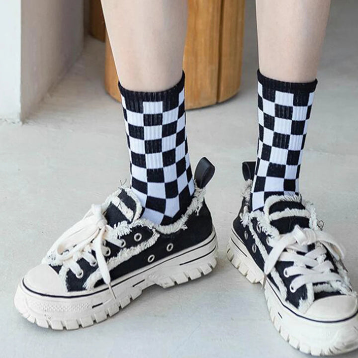 Checker Grid Crew Sock Set