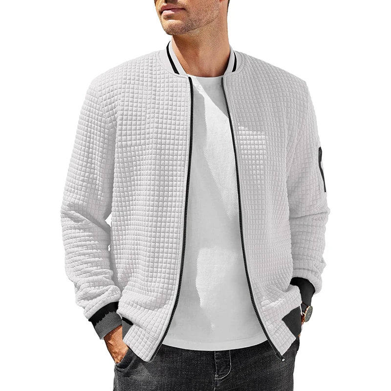 Henley Waffle Zip Bomber