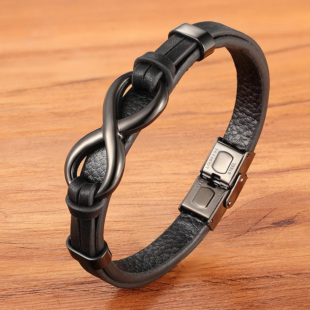 Infinity Link Leather Cuff