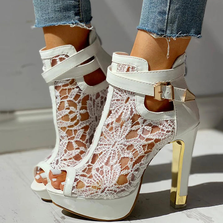 Monroe Mesh Bloom Heels