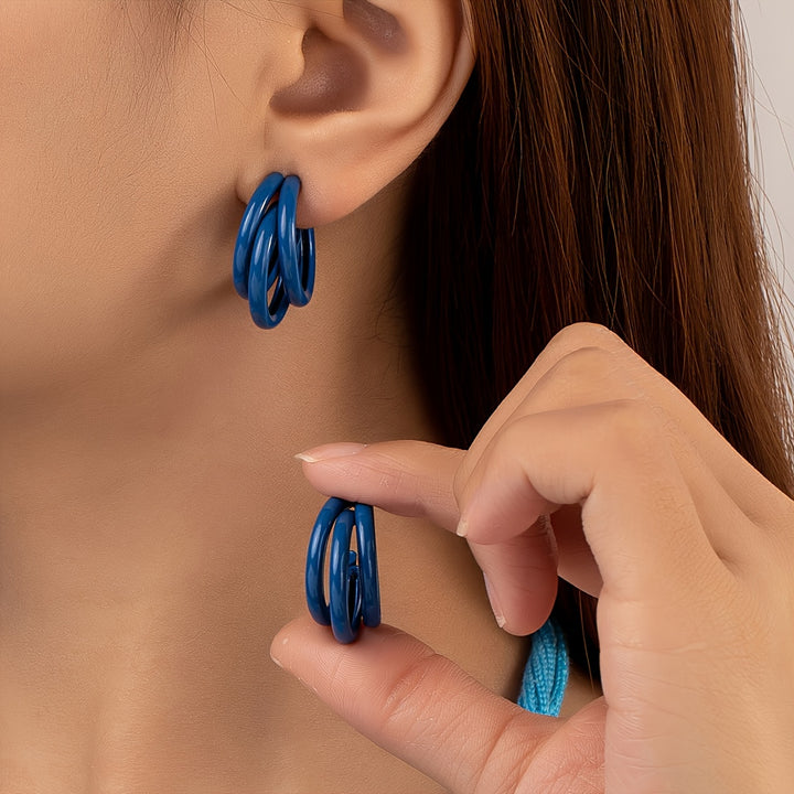 Trinity Stacked Hoop Earrings