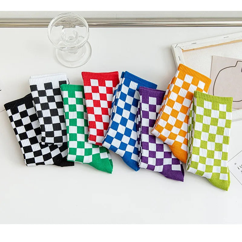 Checker Grid Crew Sock Set