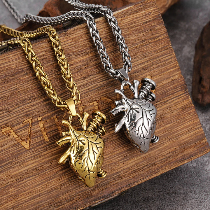 Steel Heart Pendant Necklace