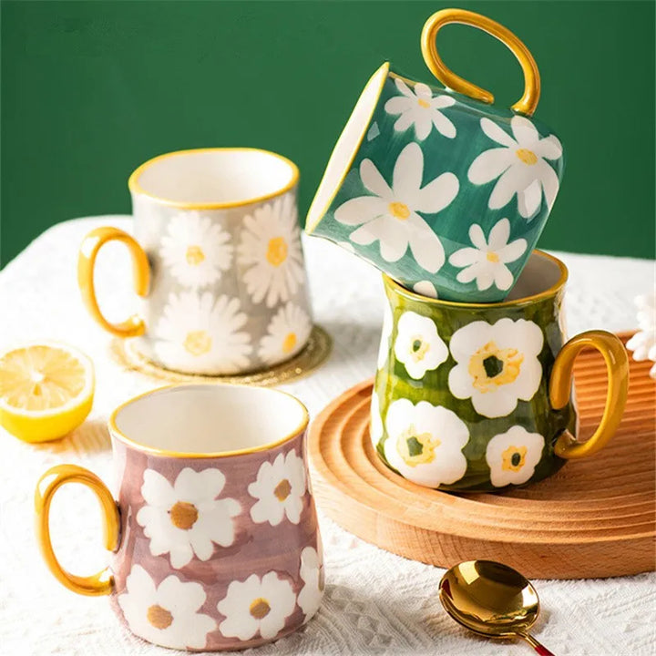Daisy Glazed Ceramic Mug