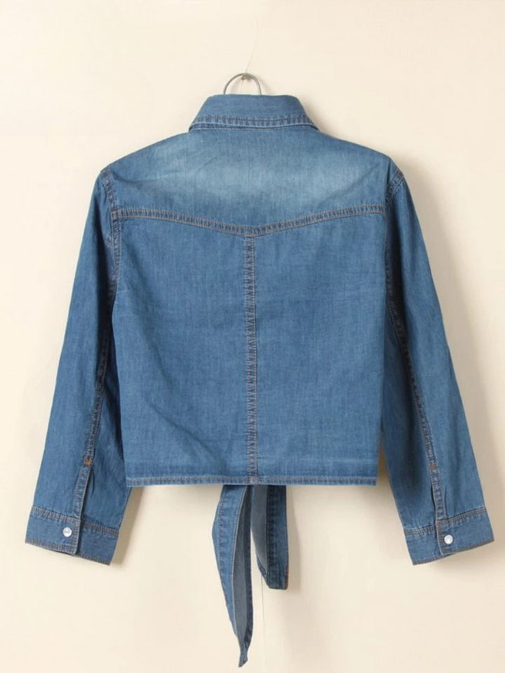 Runway Knot-Tie Denim Shirt
