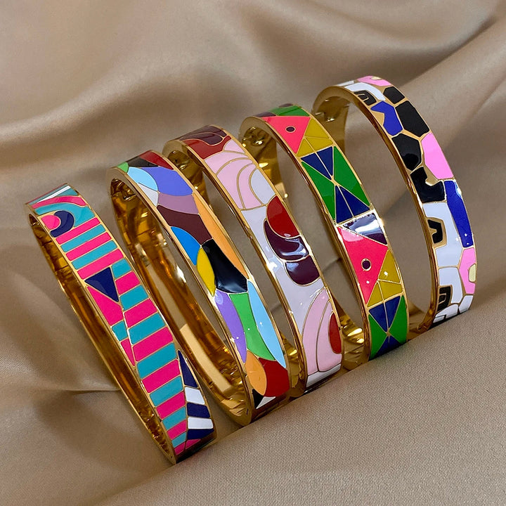 Mosaic Abstract Enamel Bangle