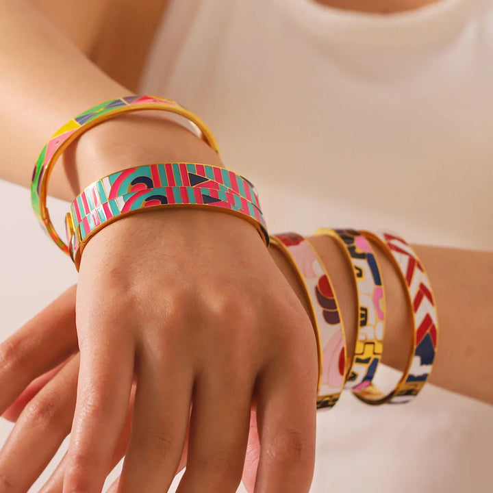 Mosaic Abstract Enamel Bangle