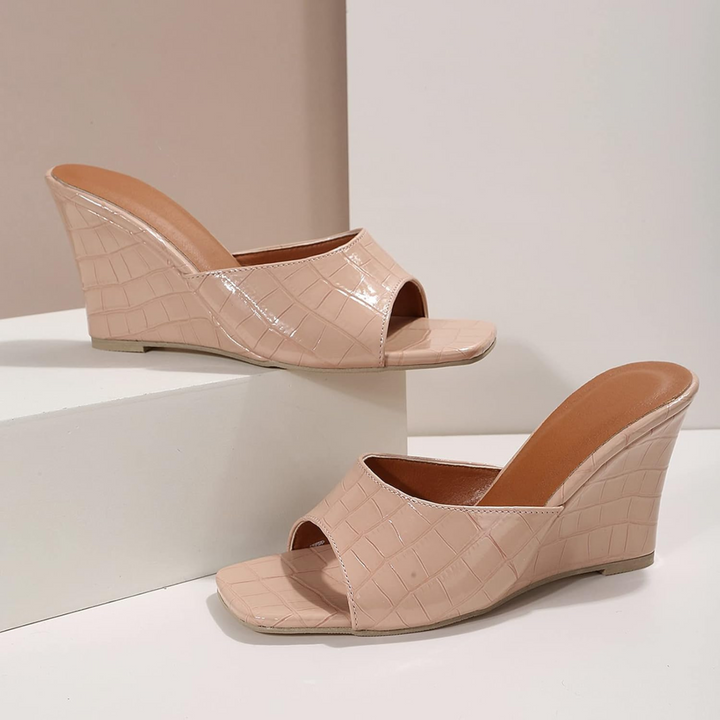 Estelle Faux Snake Leather Wedges