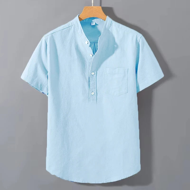 Castell Linen Mandarin Shirt