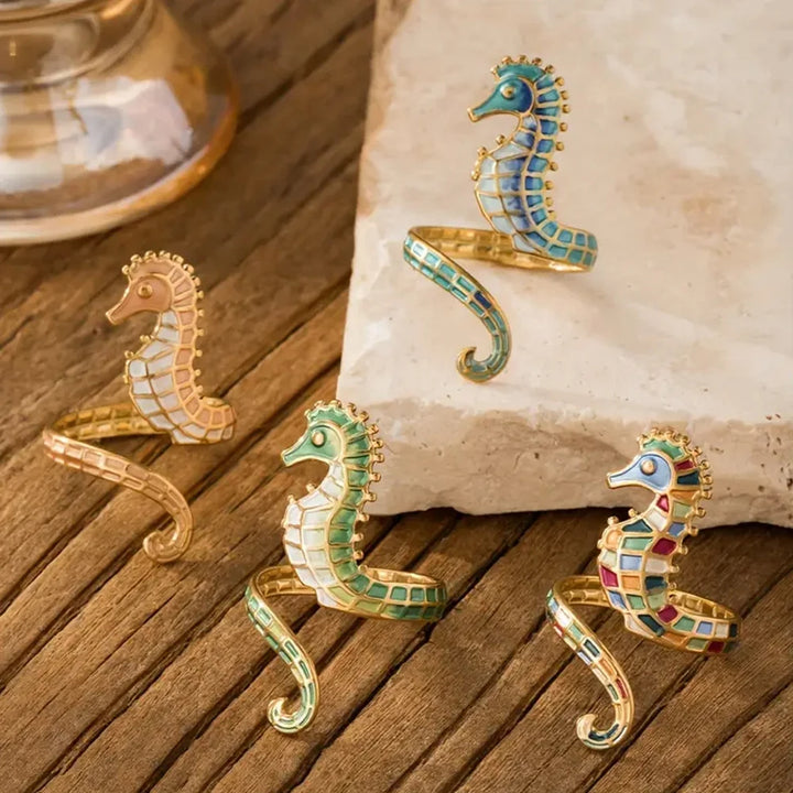 Iridescent Seahorse Wrap Ring