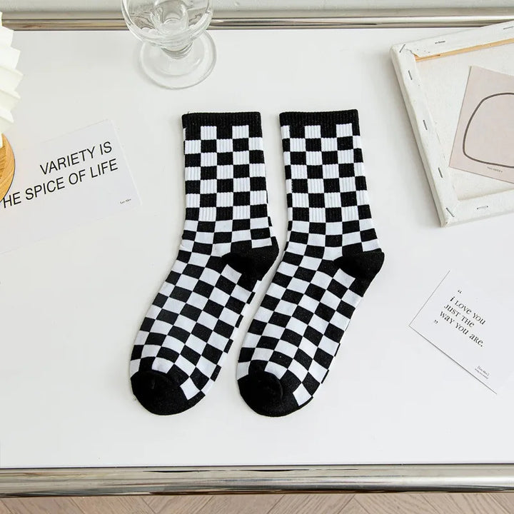 Checker Grid Crew Sock Set