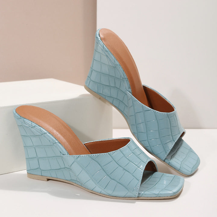 Estelle Faux Snake Leather Wedges
