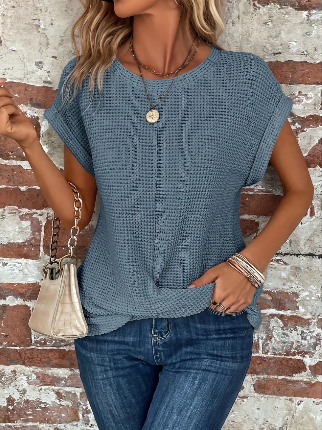 Monroe Waffle Knit Twist Tee