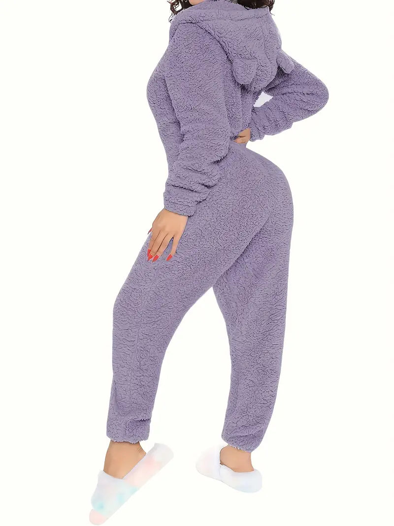 Teddy Sherpa Hooded Jumpsuit