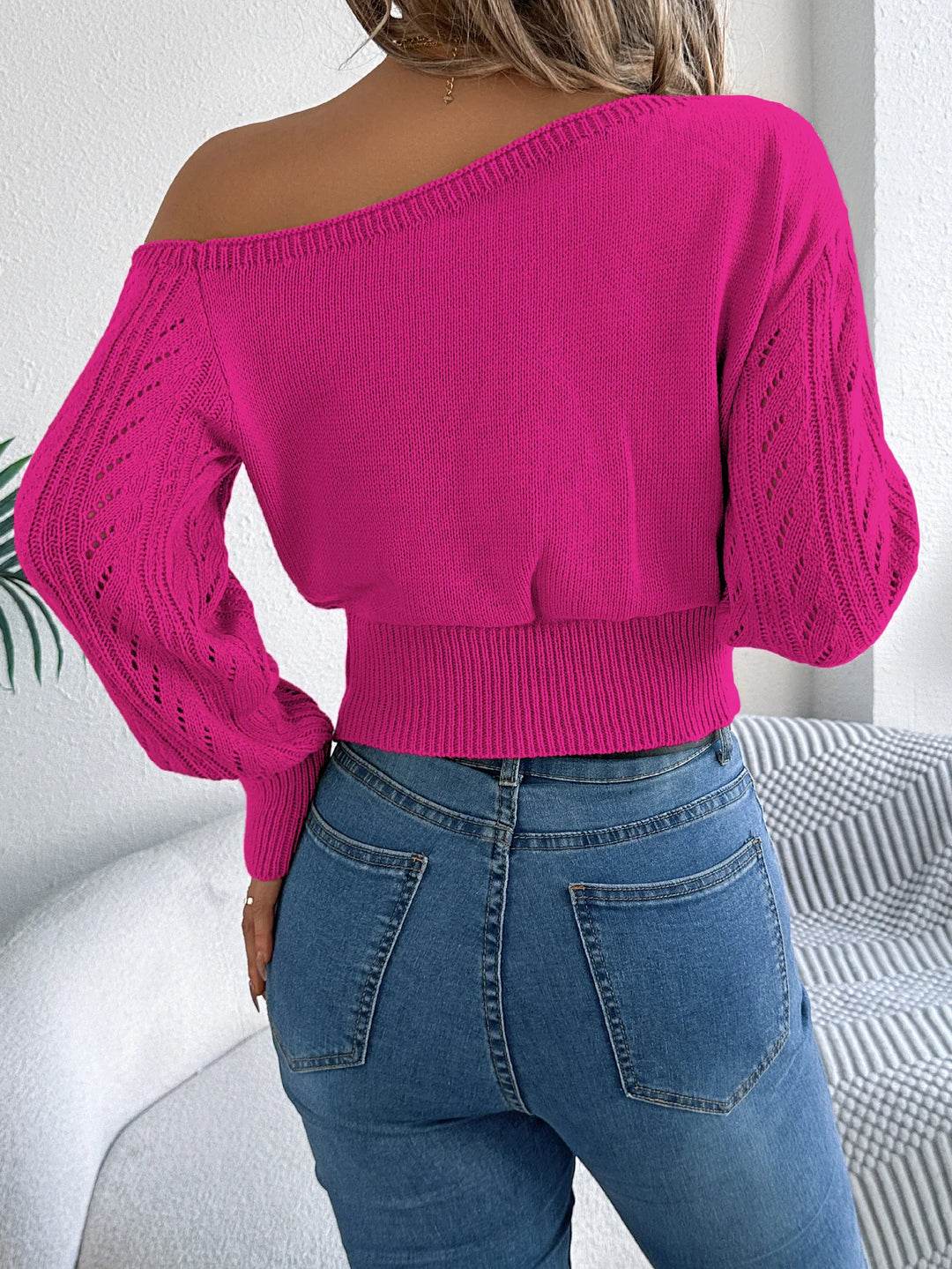 Cascade Off-Shoulder Knit Top