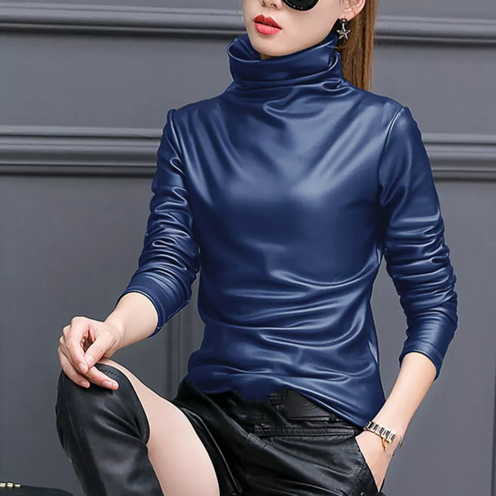 Midnight Faux Leather High-Neck
