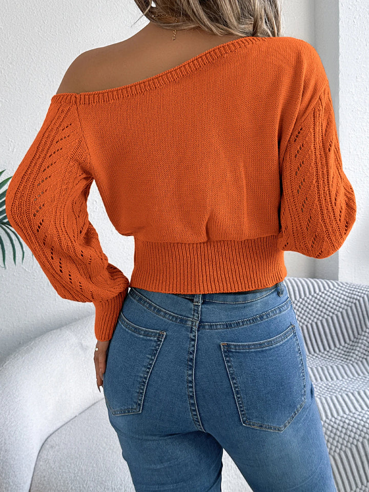 Cascade Off-Shoulder Knit Top