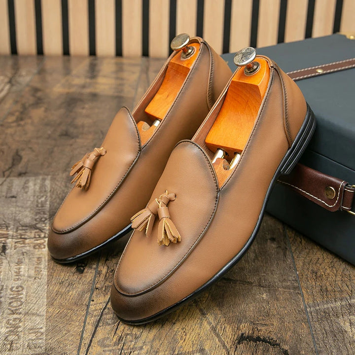 Lorenzo Burnished Tassel Loafer
