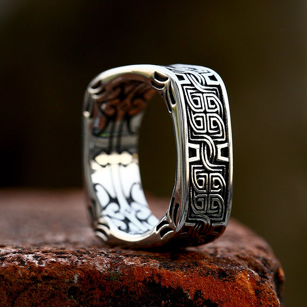 Rune Square Band Ring