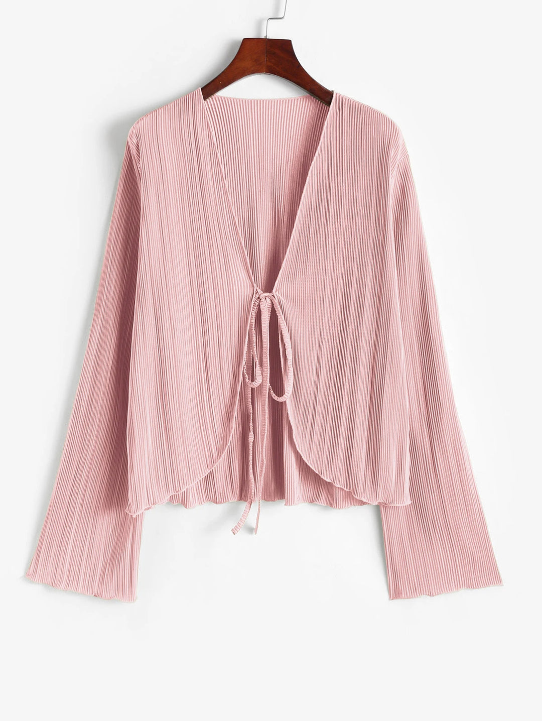 Pleated Tie-Front Blouse