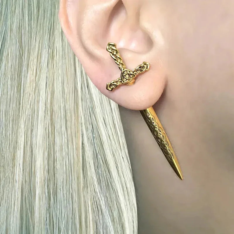 Rune Sword Drop Earrings