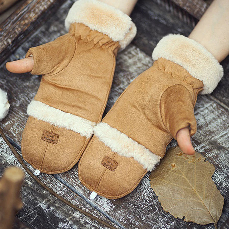 Vail Suede Flip-Top Mittens