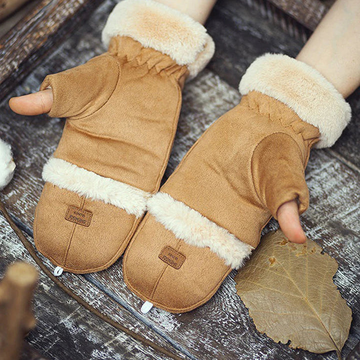 Vail Suede Flip-Top Mittens