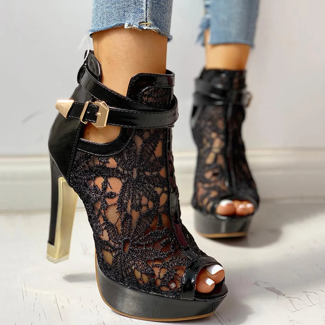 Monroe Mesh Bloom Heels