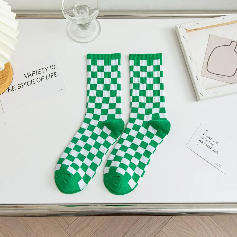 Checker Grid Crew Sock Set
