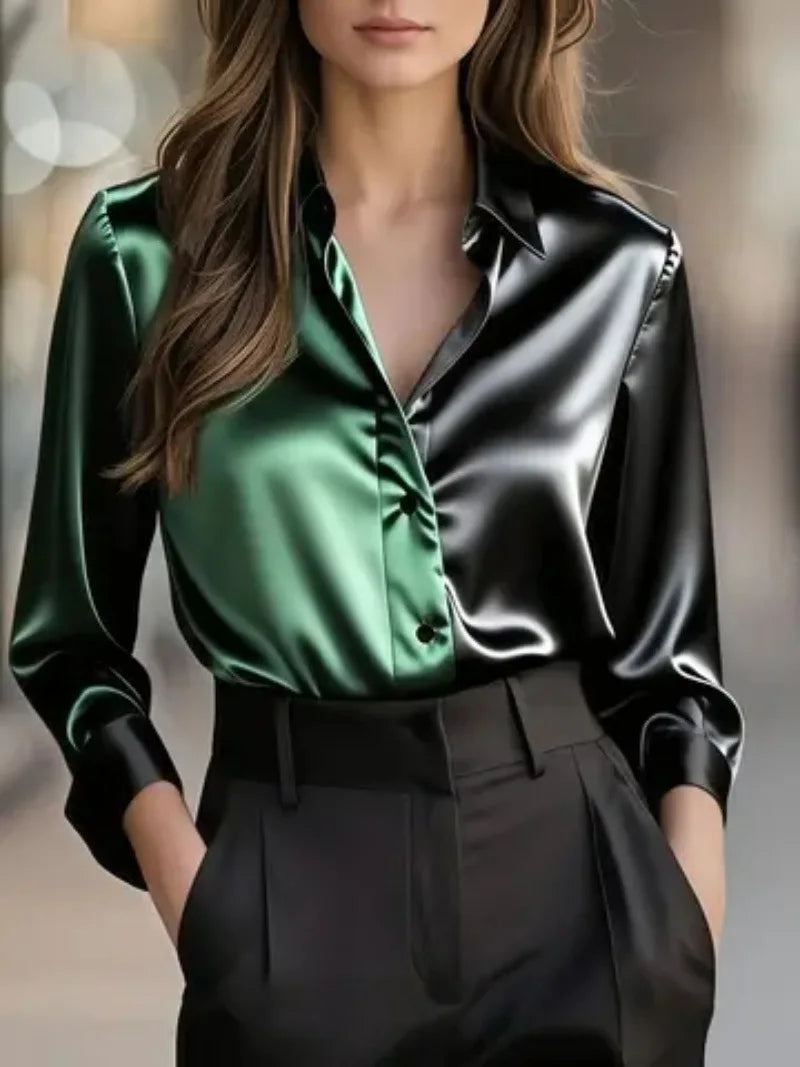 Seren Dual-Tone Satin Blouse