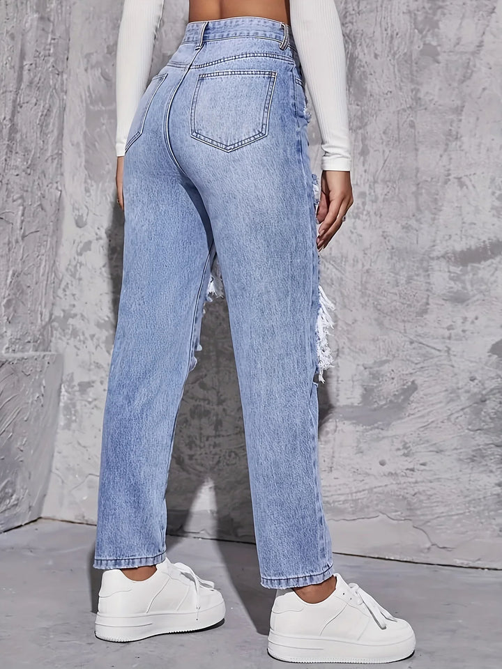 Rebel Distressed High-Rise Jean
