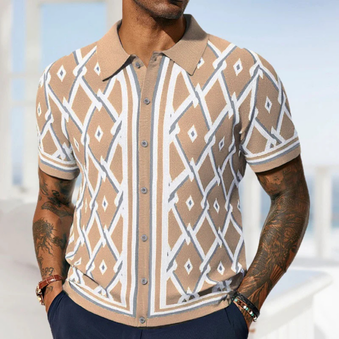 Gentry Jacquard Knit Button-Up