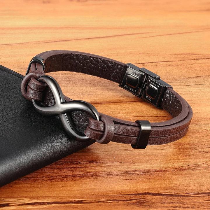 Infinity Link Leather Cuff