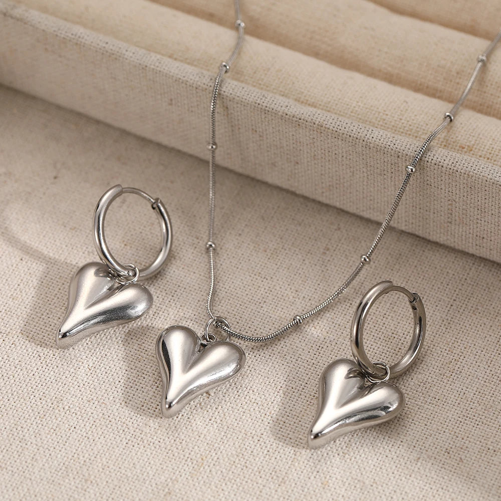 Puffed Heart Jewelry Set