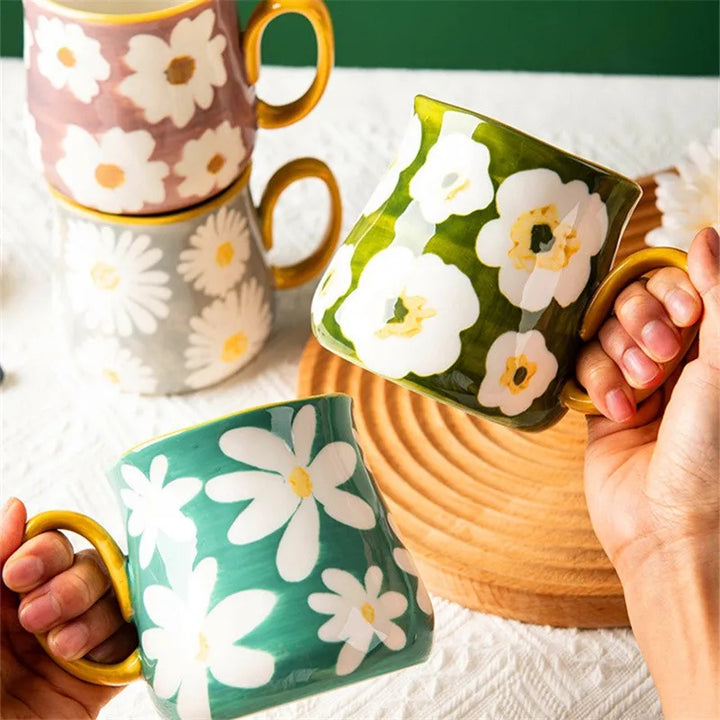 Daisy Glazed Ceramic Mug