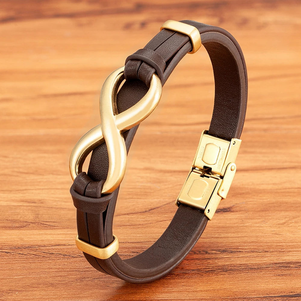 Infinity Link Leather Cuff