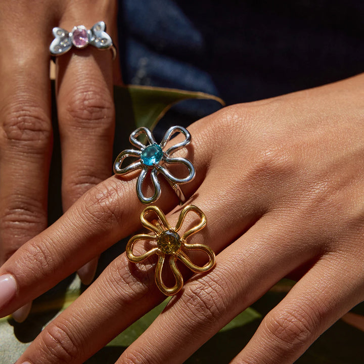 Floral Zircon Ring