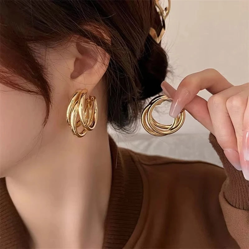 Trinity Stacked Hoop Earrings