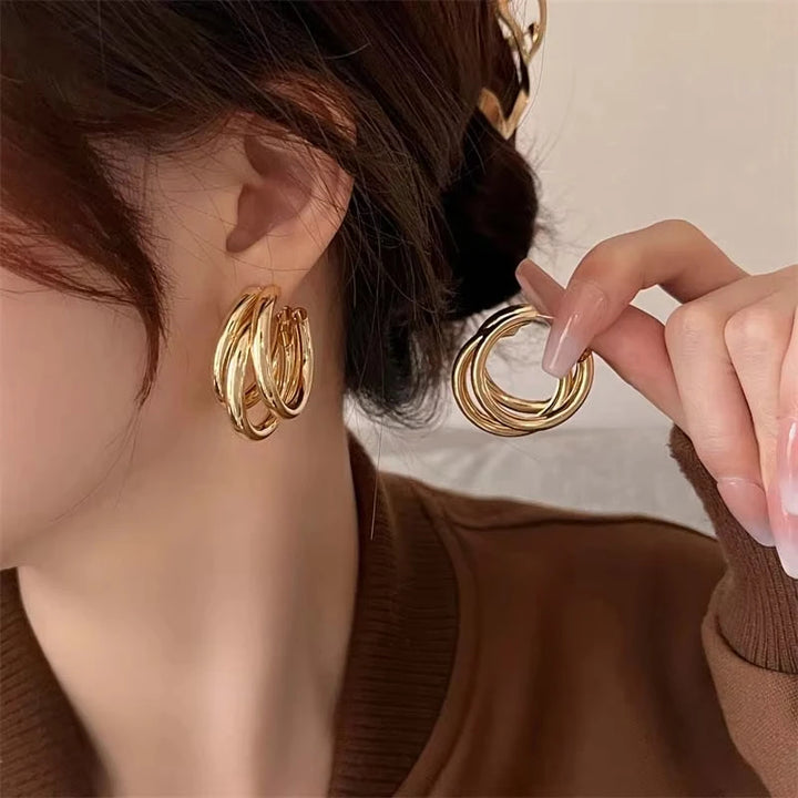 Trinity Stacked Hoop Earrings