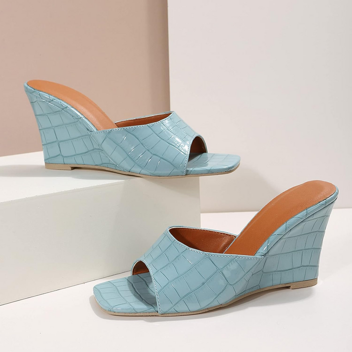 Estelle Faux Snake Leather Wedges