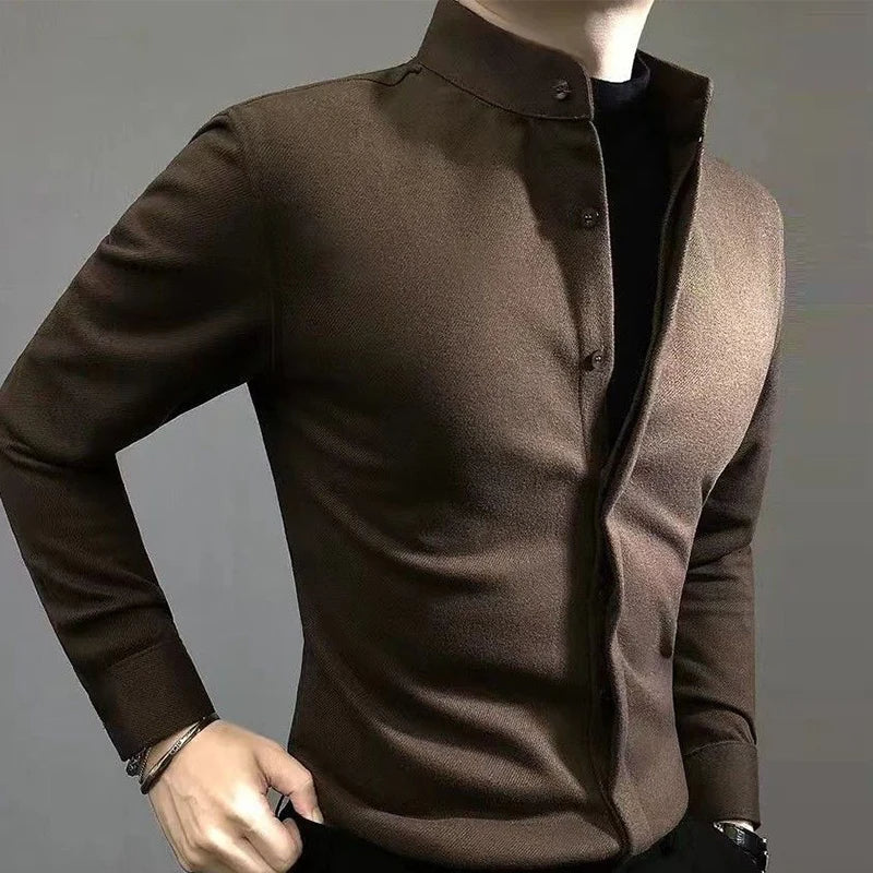 Mandarin Collar Button-Up