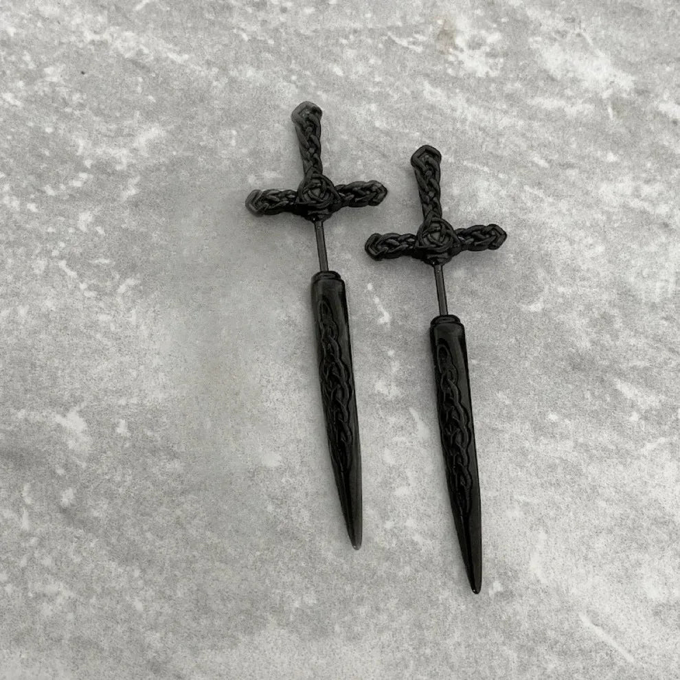 Rune Sword Drop Earrings