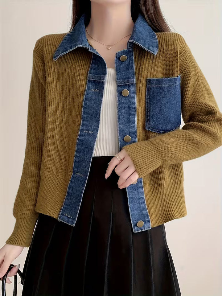 Hollis Contrast Denim Cardigan