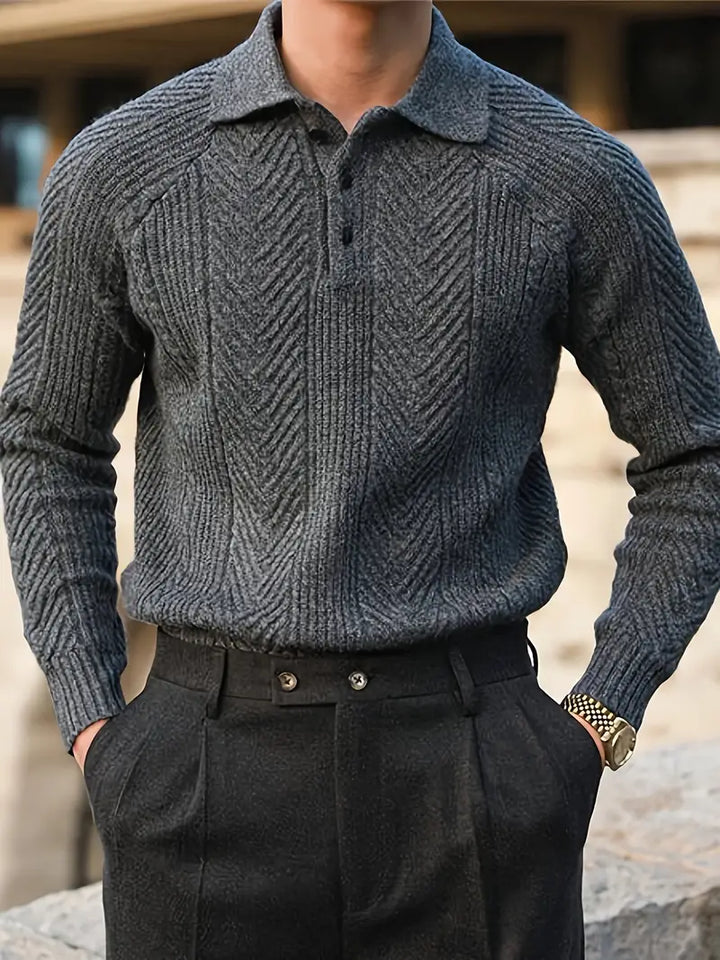 Laurent Cable Knit Polo Shirt
