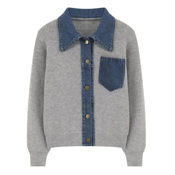 Hollis Contrast Denim Cardigan